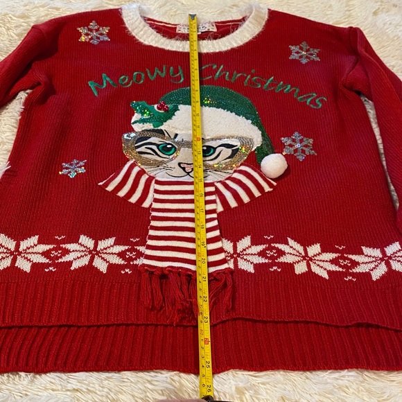 Festive Red Christmas Cat Sweater “Meowy Christmas” 🎅😃😂 - Picture 7 of 11